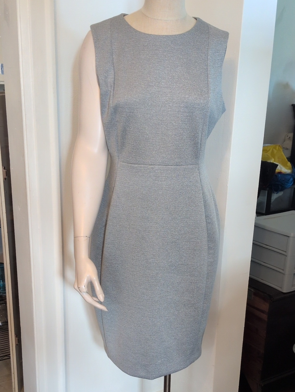 Calvin Klein Grey Bodycon Dress With Accent Zipper